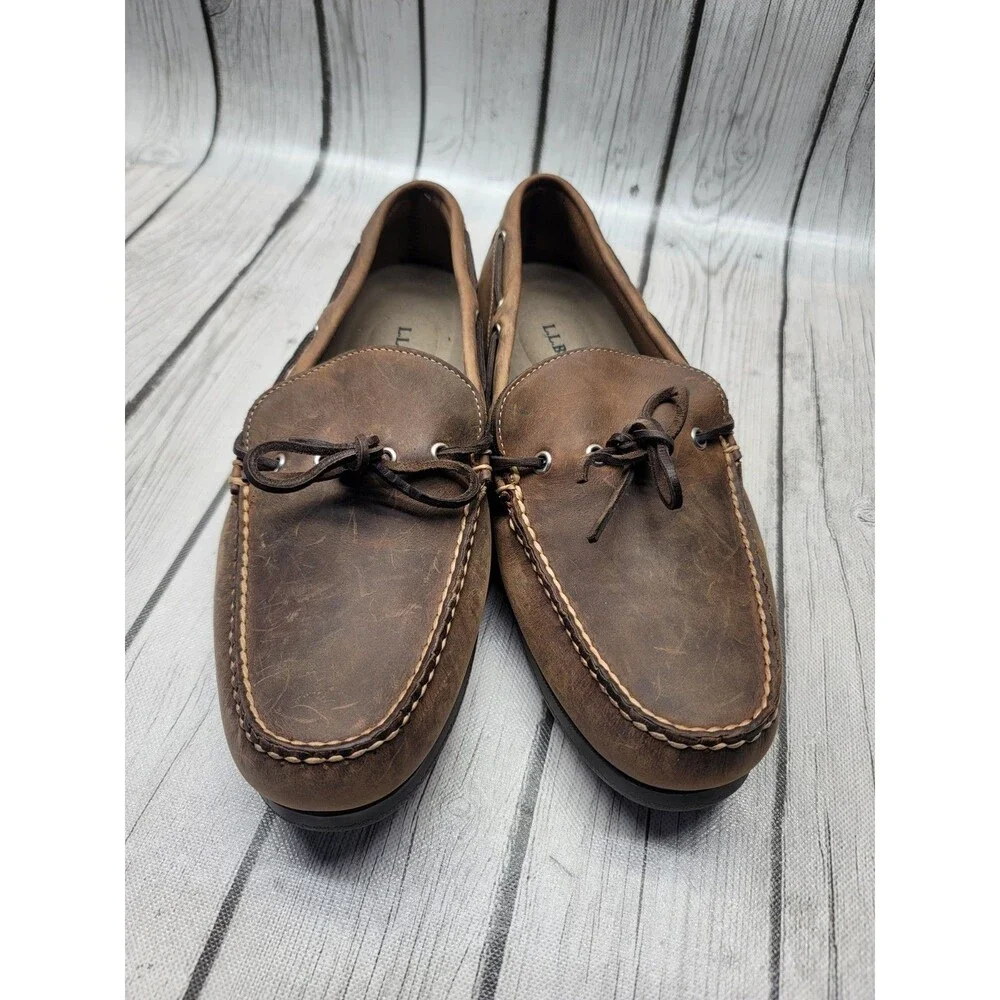 LL Bean Loafers Handsewn Moccasins Camp Moc Brown Leather Men's 11.5 EE Shoes